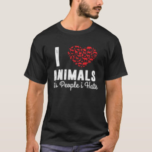Camiseta Amo Los Animales Es La Gente Que Odio El Vegetalis