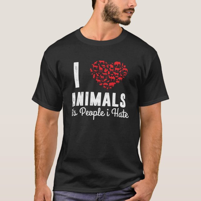 Camiseta Amo Los Animales Es La Gente Que Odio El Vegetalis (Anverso)