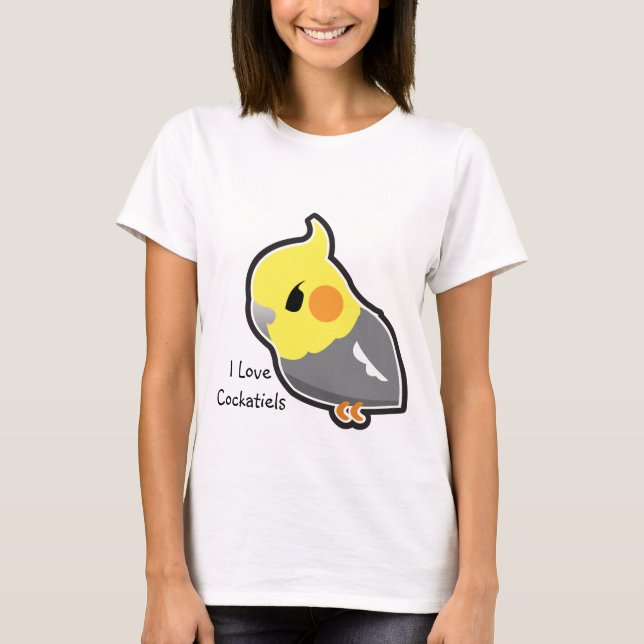 Camiseta Amo los Cockatiels (el personalizable) (Anverso)