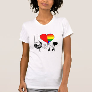Camiseta Amo los gallos y los gatos - chicas bisexuales de