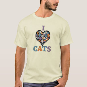 Camiseta Amo los gatos - Corazón de Collage
