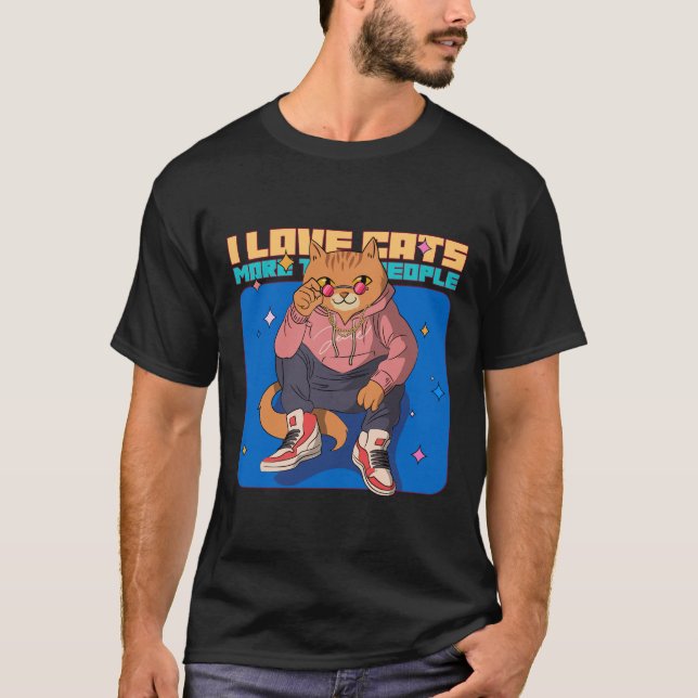 Camiseta Amo Los Gatos Más Que La Gente, Gato (Anverso)