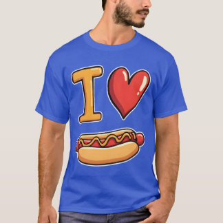 Camiseta Amo los Hotdogs Comida Rápida Snack Diversión