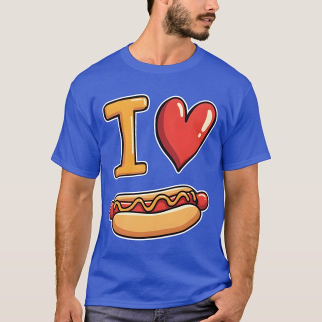 Camiseta Amo los Hotdogs Comida Rápida Snack Diversión (Anverso)