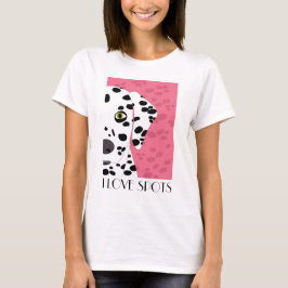 Camiseta "Amo los puntos" - rosa, Dalmatian blanco negro