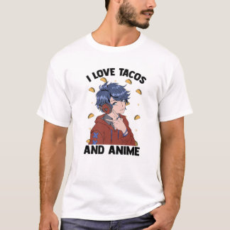 Camiseta Amo Los Tacos Y Anime - Cute Kawaii - Manga Otaku