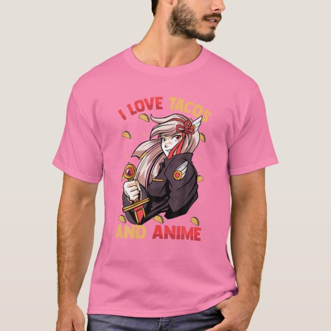 Camiseta Amo Los Tacos Y Anime - Kawaii Cute - Manga Otaku (Anverso)