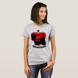 Camiseta Amo los terrieres escoceses, corazón rojo grande