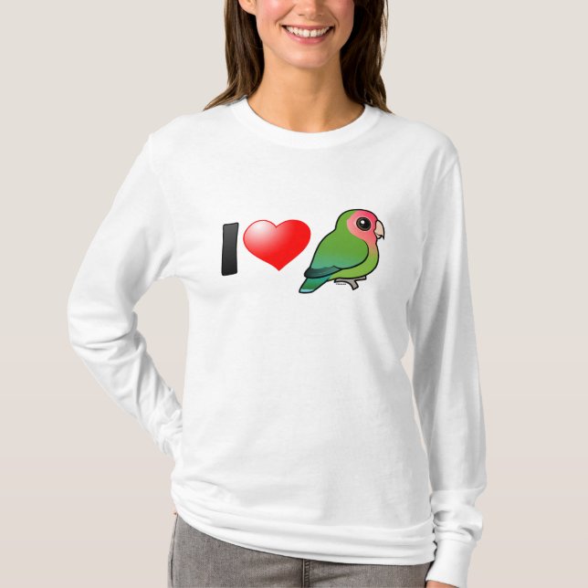 Camiseta Amo Lovebirds Melocotón-hechos frente (Anverso)