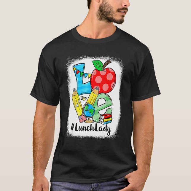 Camiseta Amo Lunch Lady Manzanas De Vuelta A La Cafetería D (Anverso)
