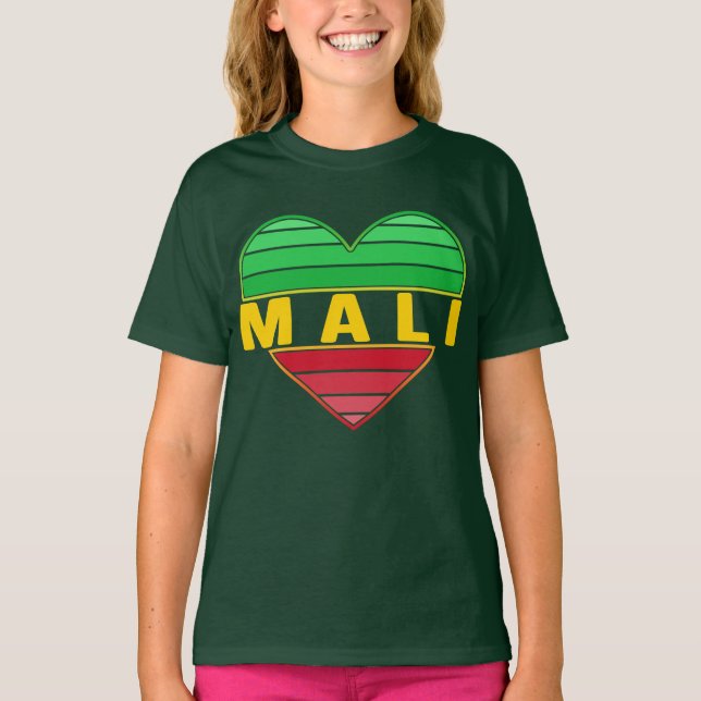 Camiseta Amo Mali, corazón maliense (Anverso)