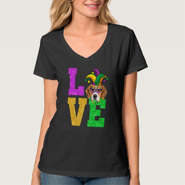 Camiseta Amo Mardi Gras Beagle Dog Puppy (Anverso)