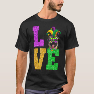 Camiseta Amo Mardi Gras Pug Perro Cachorro Amor Prima