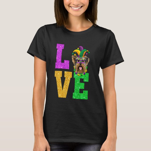 Camiseta Amo Mardi Gras Yorkshire Terrier Dog Puppy (Anverso)