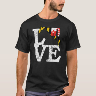 Camiseta Amo Maryland MD Bandera Estatal Baltimore Hon Dist