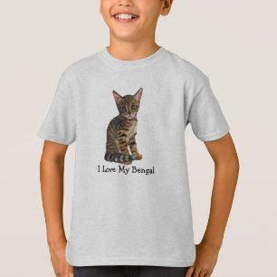 Camiseta Amo mi Bengala, gatito en lápiz del color