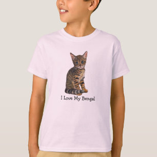Camiseta Amo mi Bengala, gatito, gato en lápiz del color