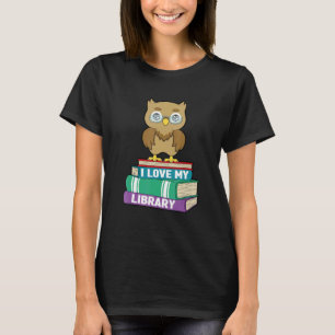 Camiseta Amo mi biblioteca Libro de lectores de búhos lindo