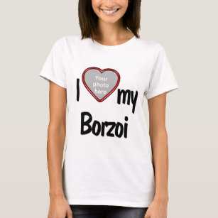 Camiseta Amo mi Borzoi - Marco fotográfico Cute Red Heart