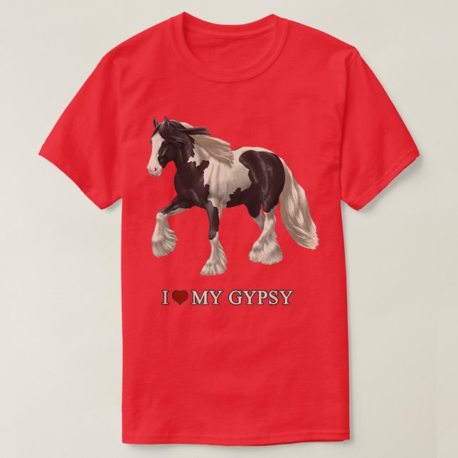 Camiseta Amo Mi Caballo Gypsy Negro Pinto Vanner (Diseño del anverso)