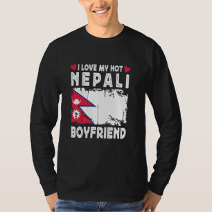 Camiseta Amo mi caliente amiga nepalí, la bandera de Nepal