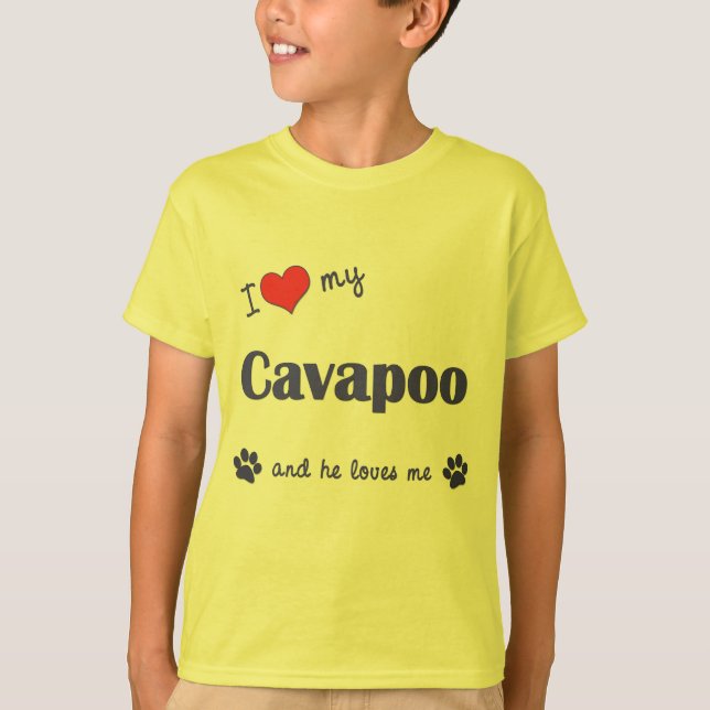 Camiseta Amo mi Cavapoo (el perro masculino) (Anverso)