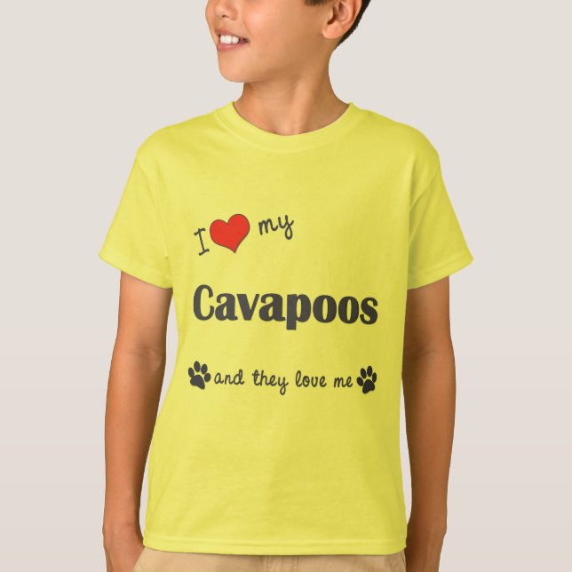 Camiseta Amo mi Cavapoos (los perros múltiples) (Anverso)
