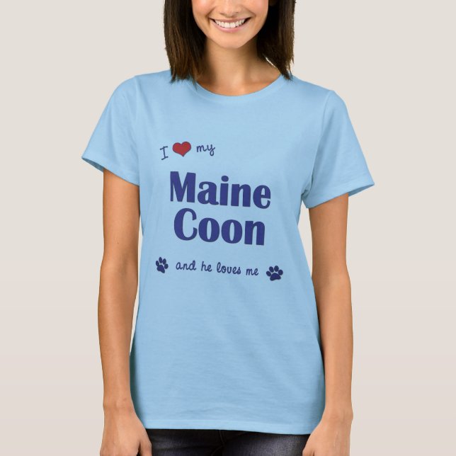 Camiseta Amo mi Coon de Maine (el gato masculino) (Anverso)