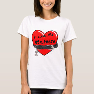 Camiseta Amo mi corazón maltés con el cuello de perro