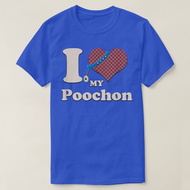 Camiseta Amo Mi Corazón Propietario De Perro Poochon  (Diseño del anverso)