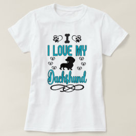 Camiseta Amo mi Dachshund: Verde azulado y negro