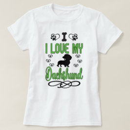 Camiseta Amo mi Dachshund: Verde y Negro