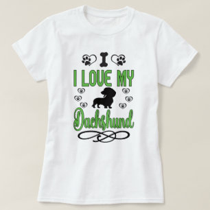 Camiseta Amo mi Dachshund: Verde y Negro
