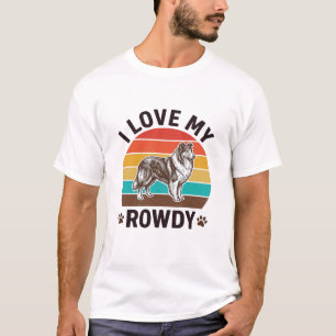 Camiseta Amo mi diseño de perro Collie vintage alborotador_