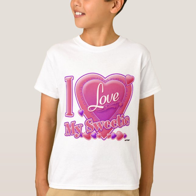 Camiseta Amo mi dulce rosa/morado - corazón (Anverso)