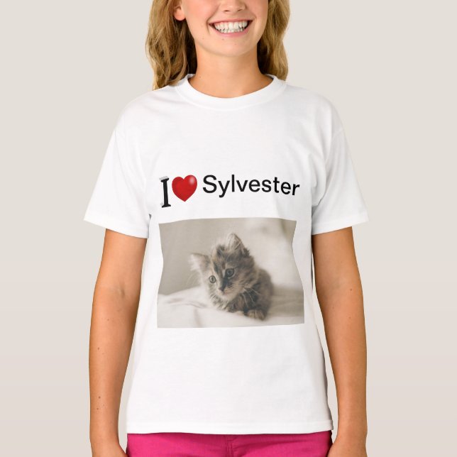 Camiseta Amo mi gato foto personalizada (Anverso)