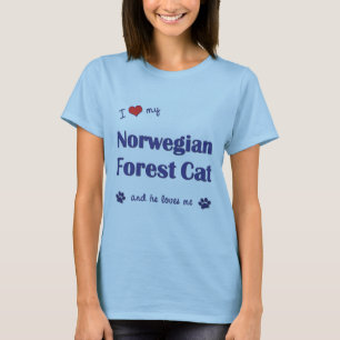 Camiseta Amo mi gato noruego del bosque (el gato masculino)