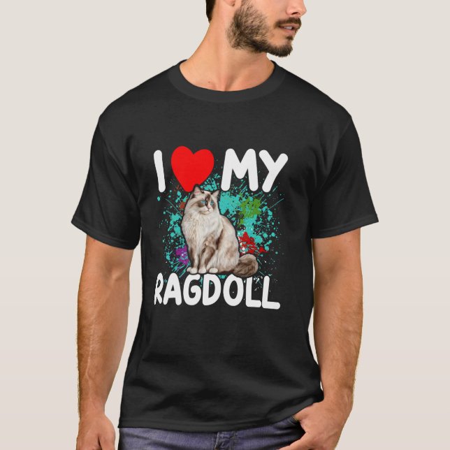 Camiseta Amo Mi Gato Ragdoll Cat Lover Heart Ragdoll Mom Gr (Anverso)