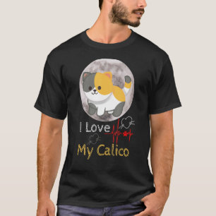 Camiseta Amo mi gráfico Calico Gatos de Luna Llena Calico