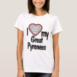 Camiseta Amo mi gran foto de perro del corazón rojo de los<br><div class="desc">Esta divertida camiseta te permitirá mostrar cuánto amas a tus Grandes Pirineos. La camiseta tiene un marco fotográfico en forma de corazón divertido donde puedes subir una foto de tus propios Grandes Pirineos. Los amantes del perro se enamorarán de esta divertida camiseta de personalizable que te permite subir tu propia...</div>