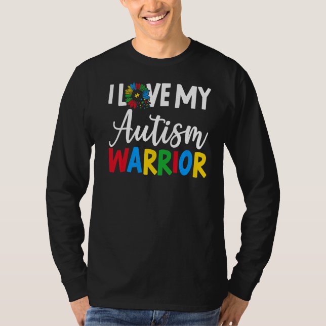 Camiseta Amo Mi Guerrero Del Autismo Consciente Del Autismo (Anverso)