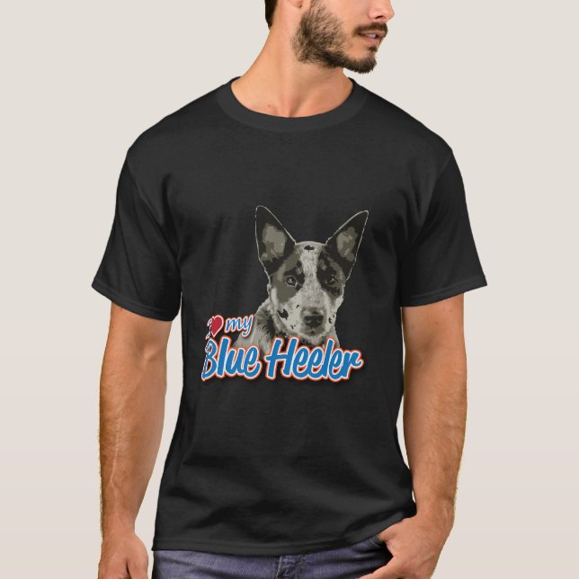 Camiseta Amo Mi Heeler Azul (Anverso)
