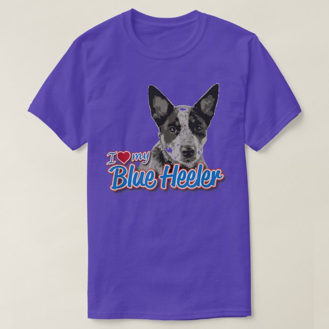 Camiseta Amo Mi Heeler Azul  (Diseño del anverso)