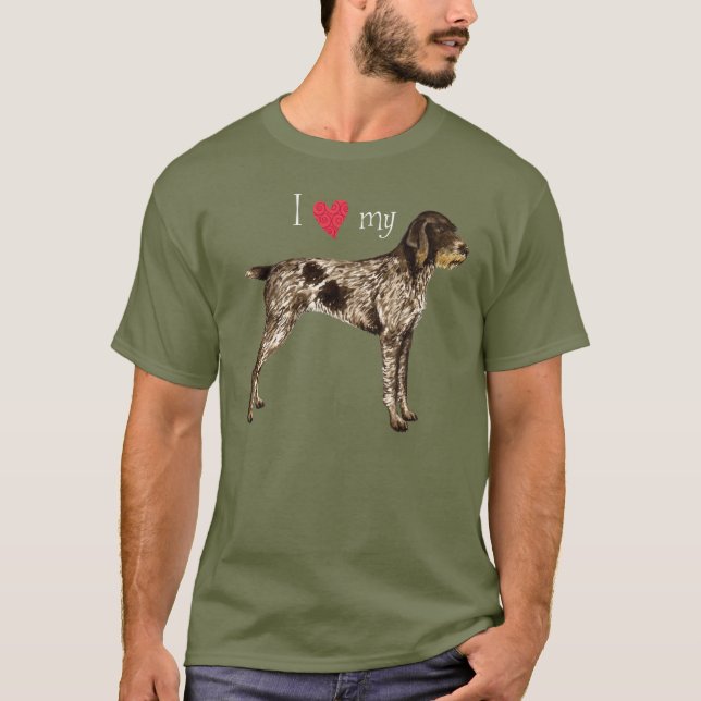 Camiseta Amo mi indicador Wirehaired alemán (Anverso)