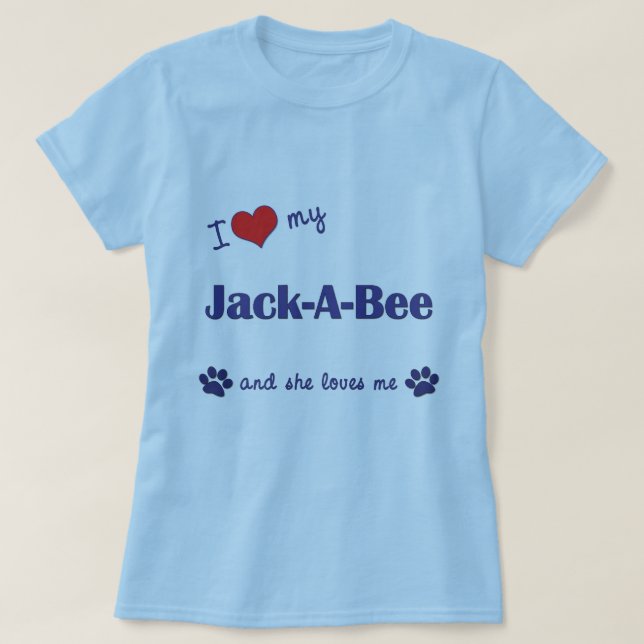 Camiseta Amo mi Jack-UNO-Abeja (el perro femenino) (Diseño del anverso)