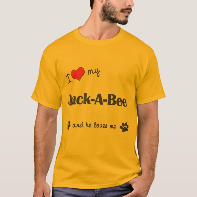 Camiseta Amo mi Jack-UNO-Abeja (el perro masculino) (Anverso)