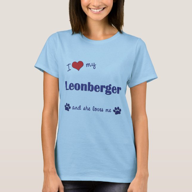 Camiseta Amo mi Leonberger (el perro femenino) (Anverso)