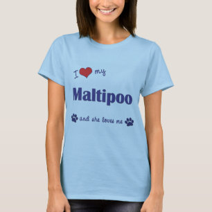 Camiseta Amo mi Maltipoo (el perro femenino)