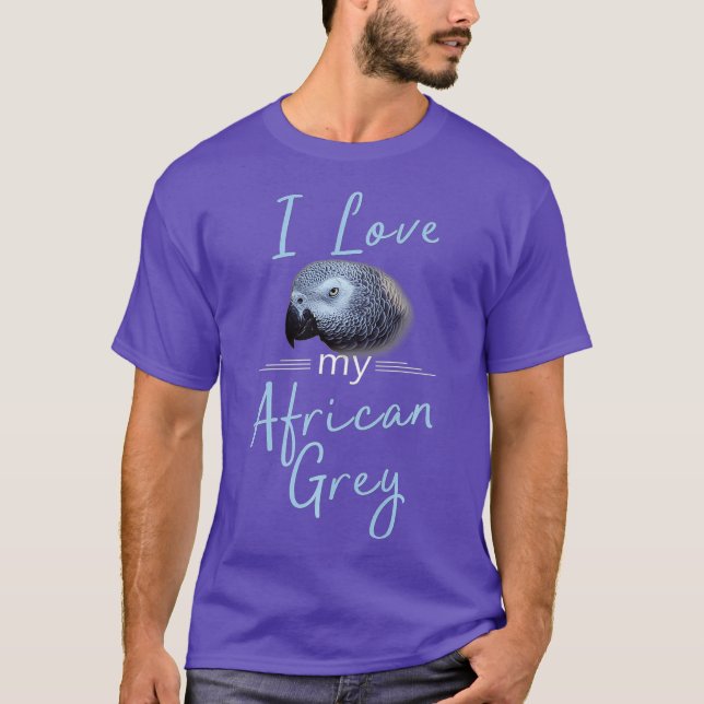 Camiseta Amo mi Mascota africano de loro gris (Anverso)