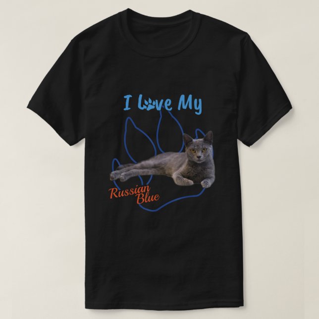 Camiseta Amo Mi Mejor Papel de Gato Azul Ruso (Diseño del anverso)